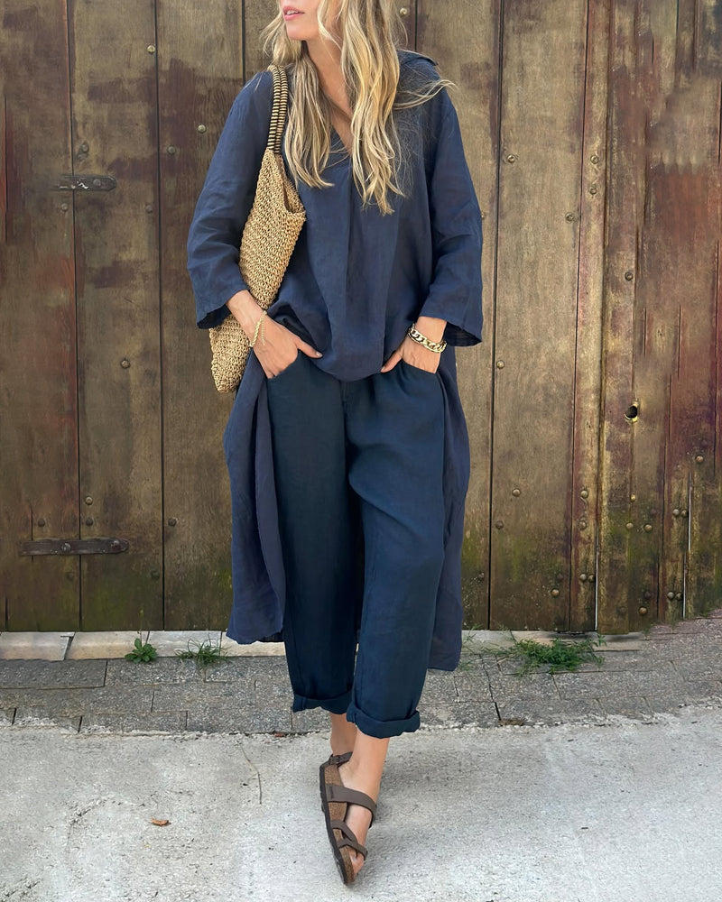 Women's 2-Piece Coordinated Set - Lightweight Summer Style - Navy