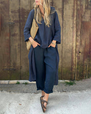 Women's 2-Piece Coordinated Set - Lightweight Summer Style - Navy