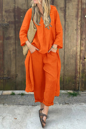 Women's 2-Piece Coordinated Set - Lightweight Summer Style - Orange