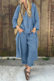 Women's 2-Piece Coordinated Set - Lightweight Summer Style - Sky Blue