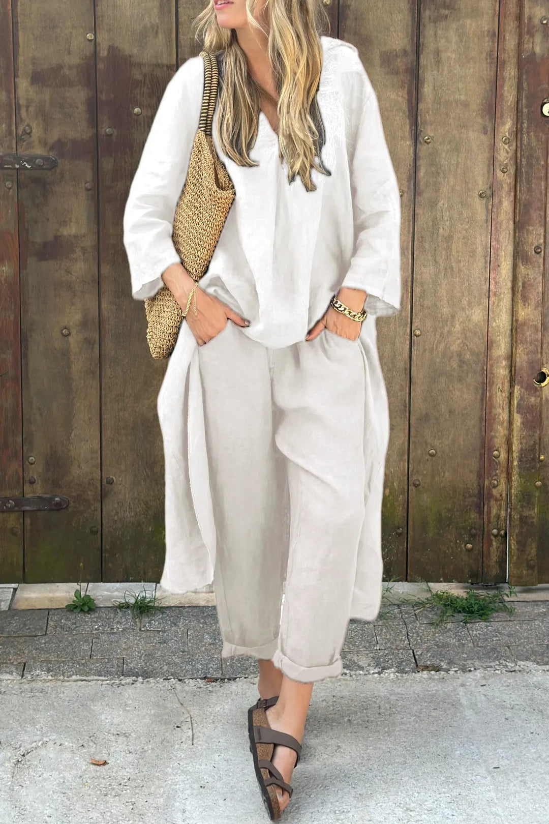 Women's 2-Piece Coordinated Set - Lightweight Summer Style - White
