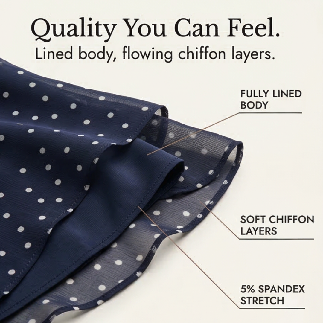 Women's Layered Chiffon Polka Dot Dress - Tiered Flowy Style