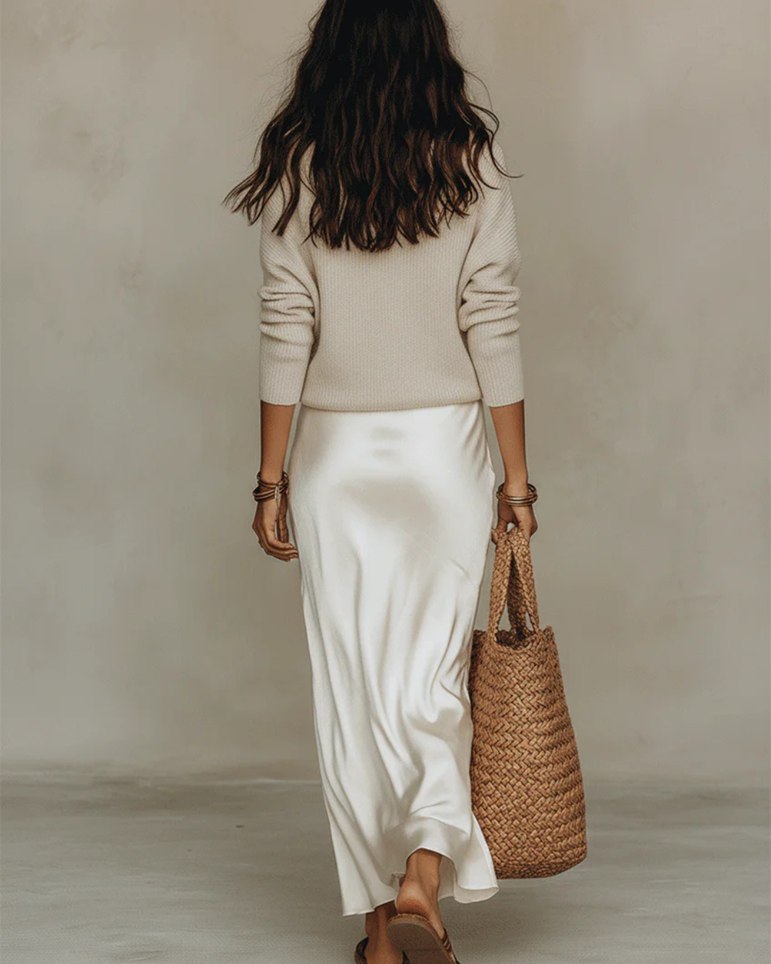 Women's Midi Dress & Knit Sweater Set - Elegant Two-Piece