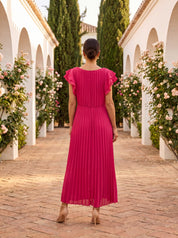 Women's Pleated Evening Dress - Elegant Formal Gown