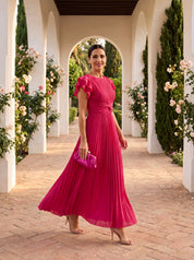 Women's Pleated Evening Dress - Elegant Formal Gown
