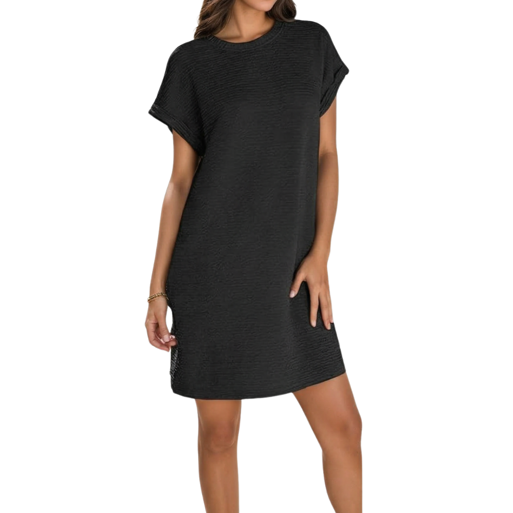 Women's Relaxed Summer Dress with Deep Pockets - Black