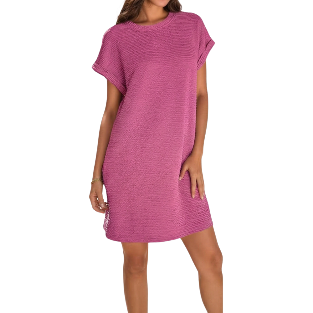 Women's Relaxed Summer Dress with Deep Pockets - Dark Pink