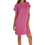 Women's Relaxed Summer Dress with Deep Pockets - Dark Pink