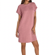 Women's Relaxed Summer Dress with Deep Pockets - Pink